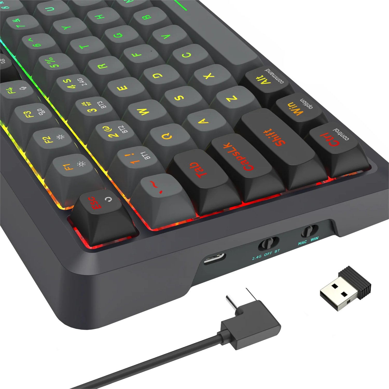 Redragon BRAGI PRO K688 98+1 Gasket Wireless Mechanical Keyboard (Triple Mode, RGB, Hot-Swappable, Cream Linear Switches) - Image 6