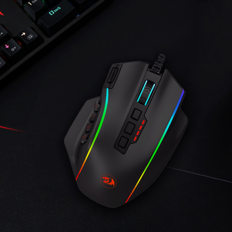 REDRAGON PERDICTION 4 12400DPI RGB MMO Ergo Gaming Mouse - Black - Image 7